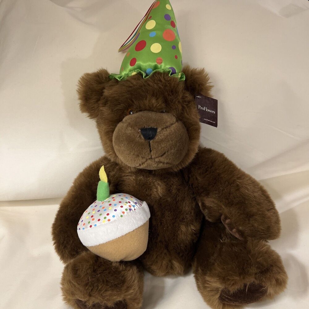 Pro Flowers Teddy Bear Plush Brown Happy Birthday Stuffed Animal Soft Toy